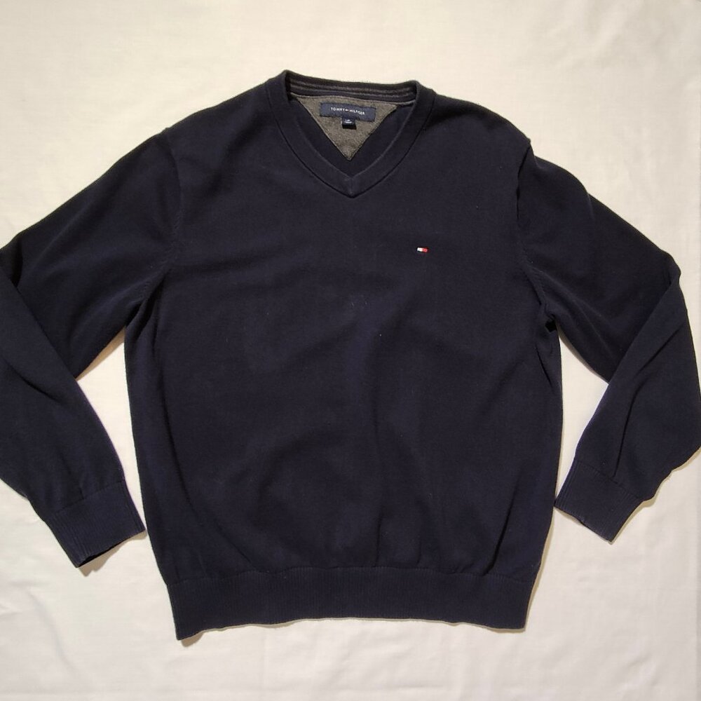 Tommy Hilfiger Sweater Men's Large Navy‎ V Neck